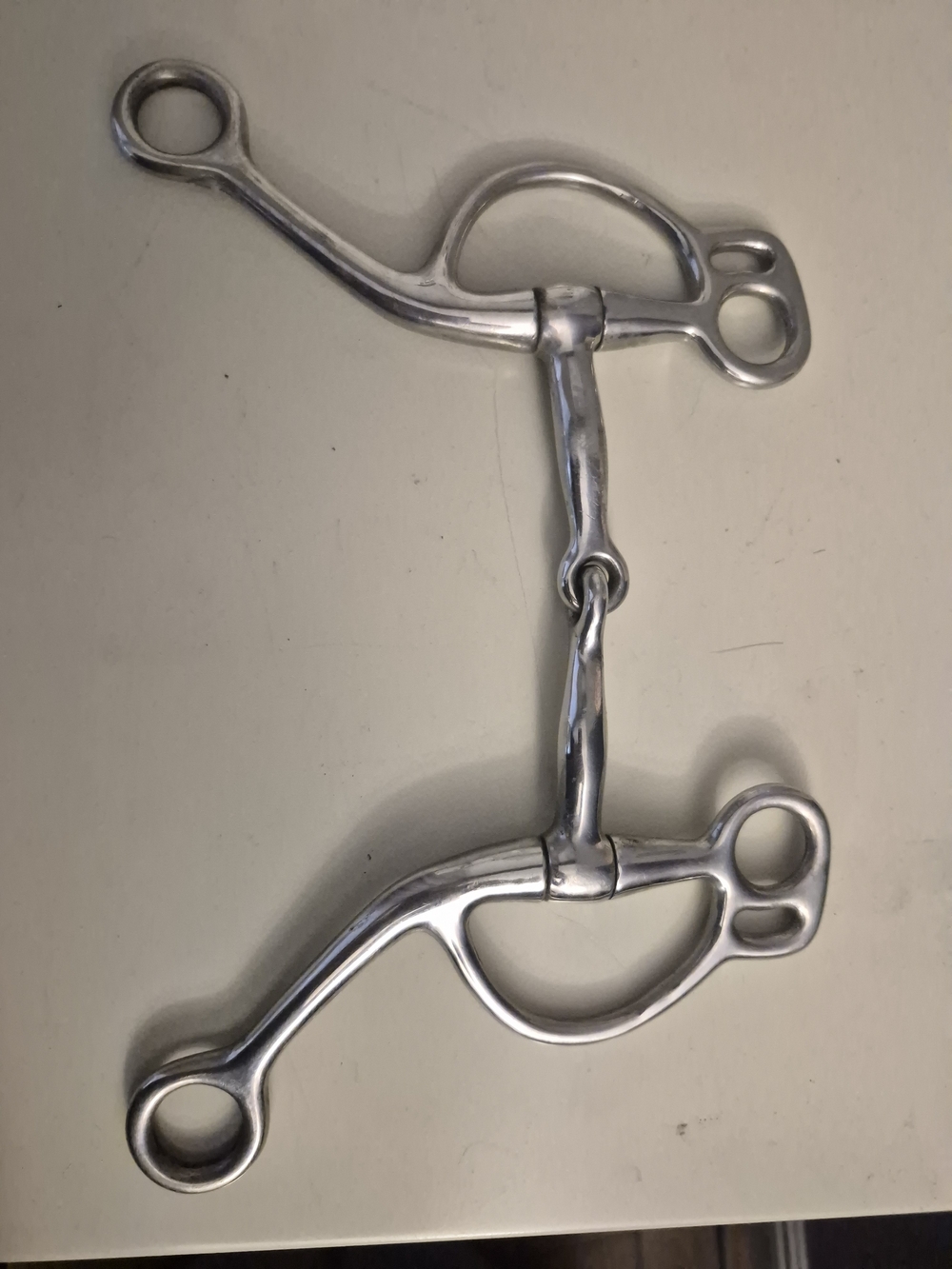 Polished Stainless Horse Bit with Cheek Shanks - Silver